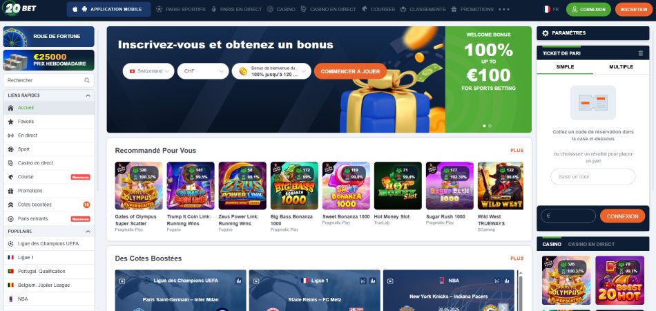 20bet - Bookmaker réputé
